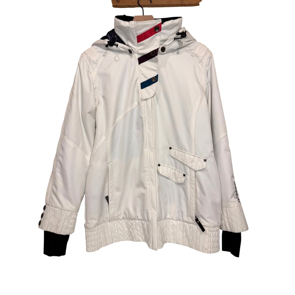 Obermeyer Eden Ski Jacket Size 12‎ Winter White Insulated Hooded Cabin Outdoor